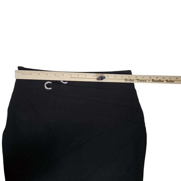 Karen Millen Pencil Skirt Sz US 10 Black Side Zip Knee Length Career Work READ - Picture 13 of 13